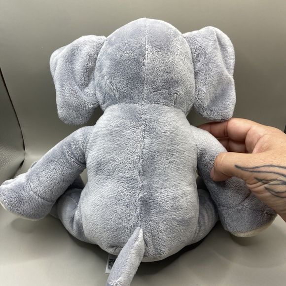 Fiesta Gray Elephant Plush 9 in Tall Sitting "Curtain Call" Embroidered Foot - Picture 3 of 6